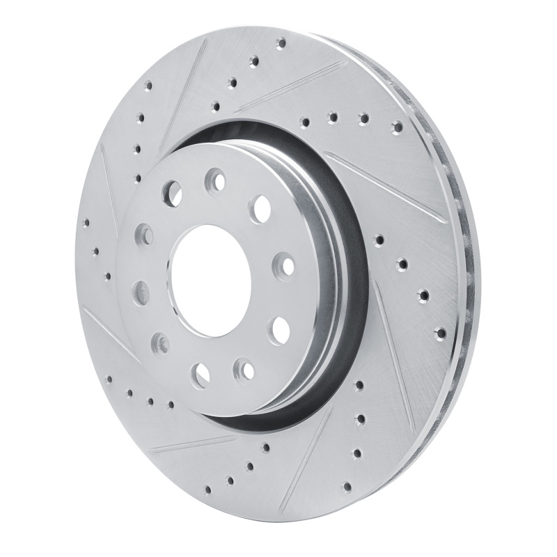 Jeep Wrangler Brake Rotor (1) - Front Left - R1 Concepts - Drilled & Slotted - Silver - `18-`25
